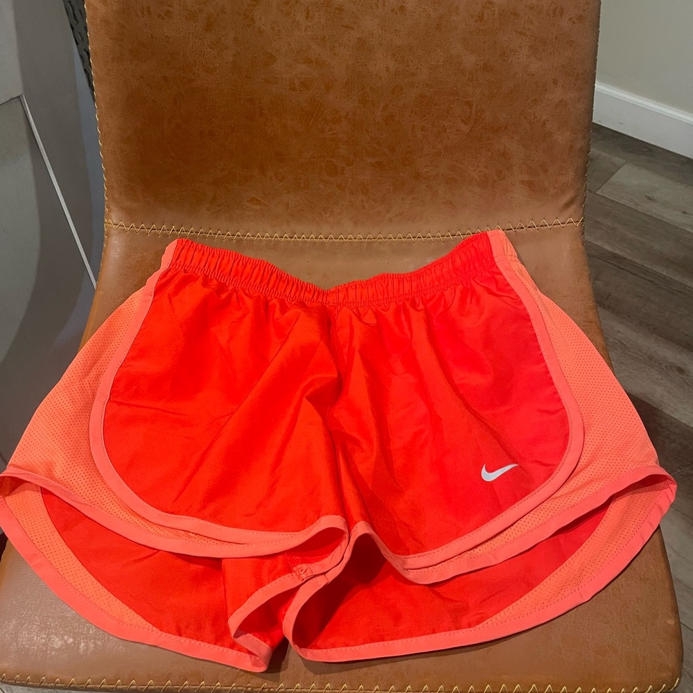 Nike Women’s Neon Orange Athletic Shorts with Coral Trim